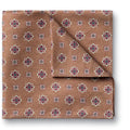 Camel Linen Silk Geo Print Pocket Square