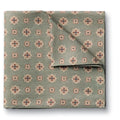 Mid Green Linen Silk Geo Pocket Square