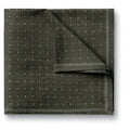 Olive Green Linen Silk Spot Pocket Square