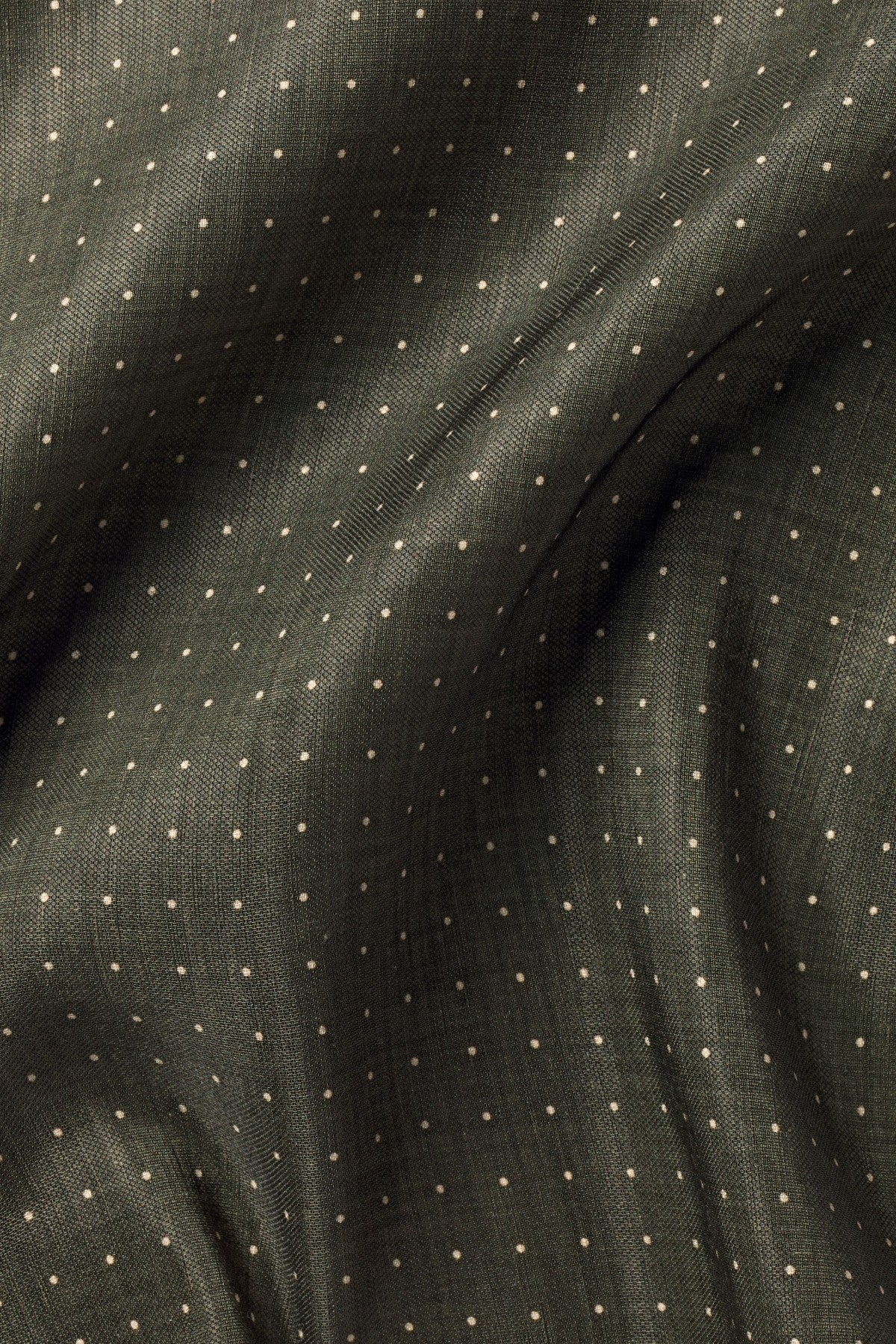 Olive Green Linen Silk Spot Pocket Square