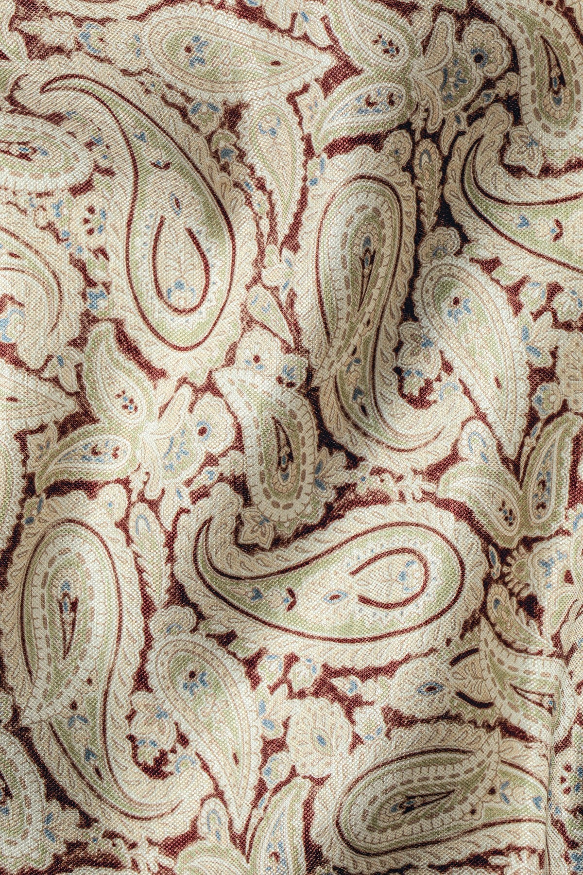 Stone And Brown Linen Silk Paisley Pocket Square