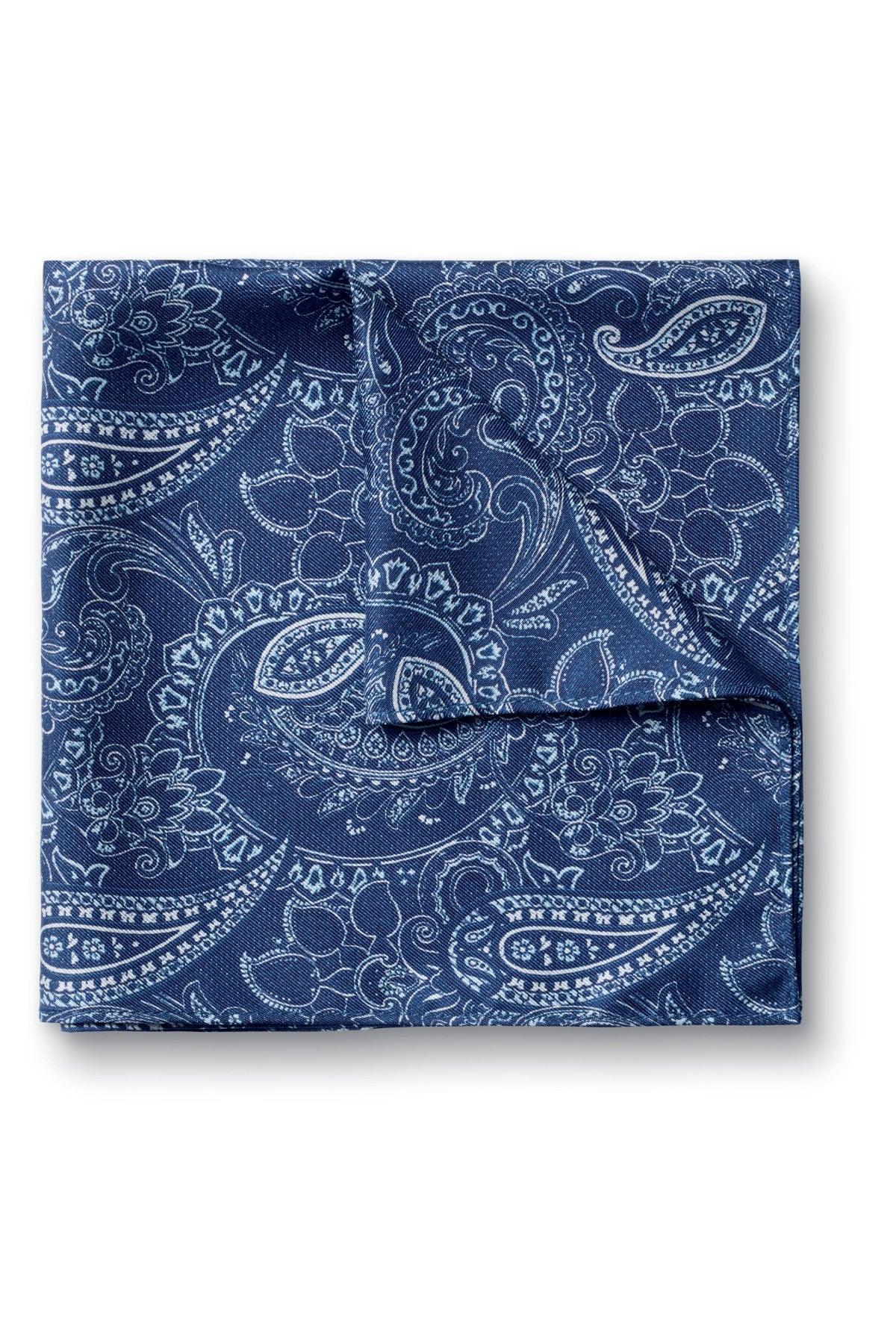 Cobalt Blue Silk Paisley Pocket Square