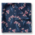 Navy And Maroon Silk Floral Pocket Square