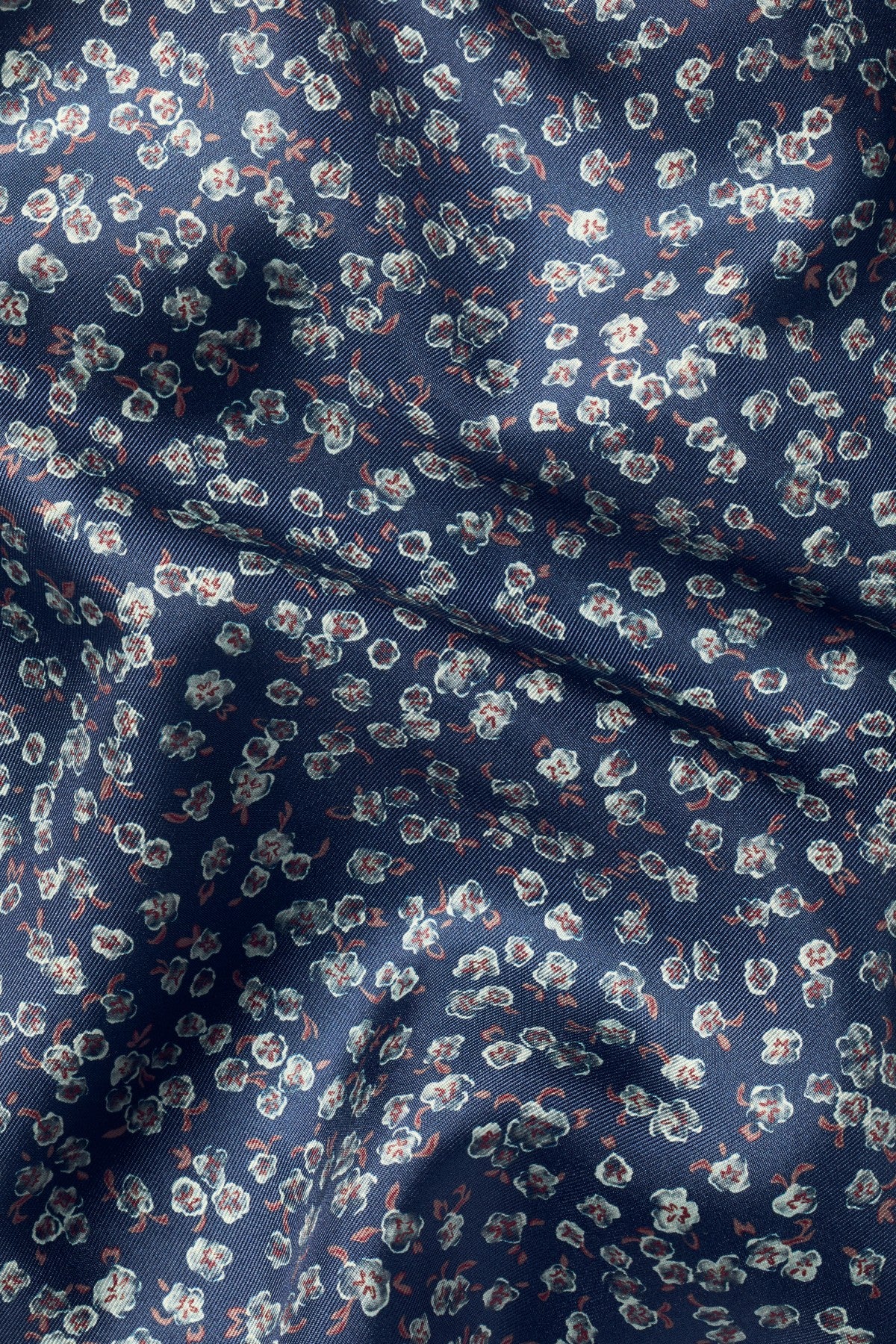 Navy Silk Floral Pocket Square