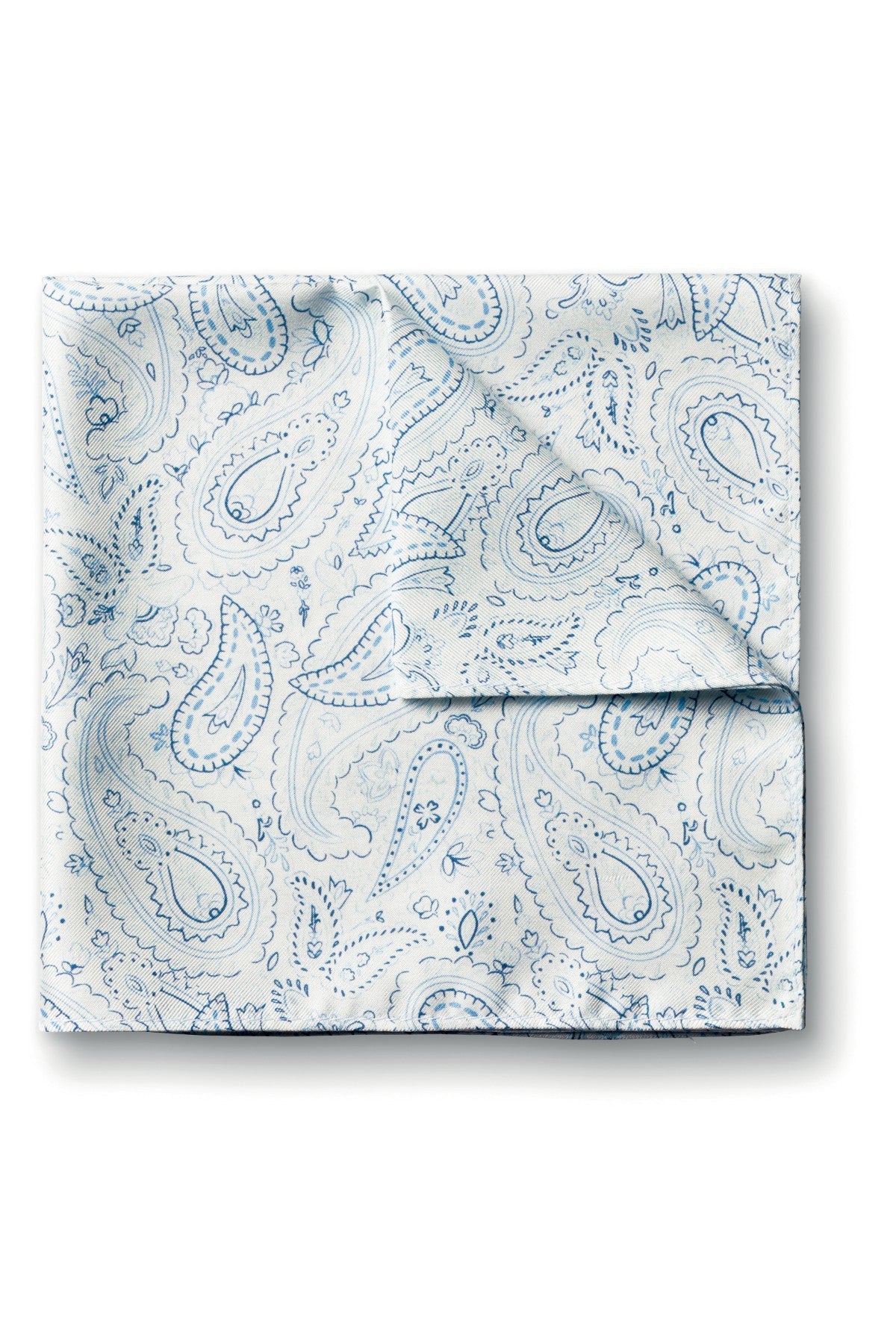 Ivory Silk Paisley Print Pocket Square