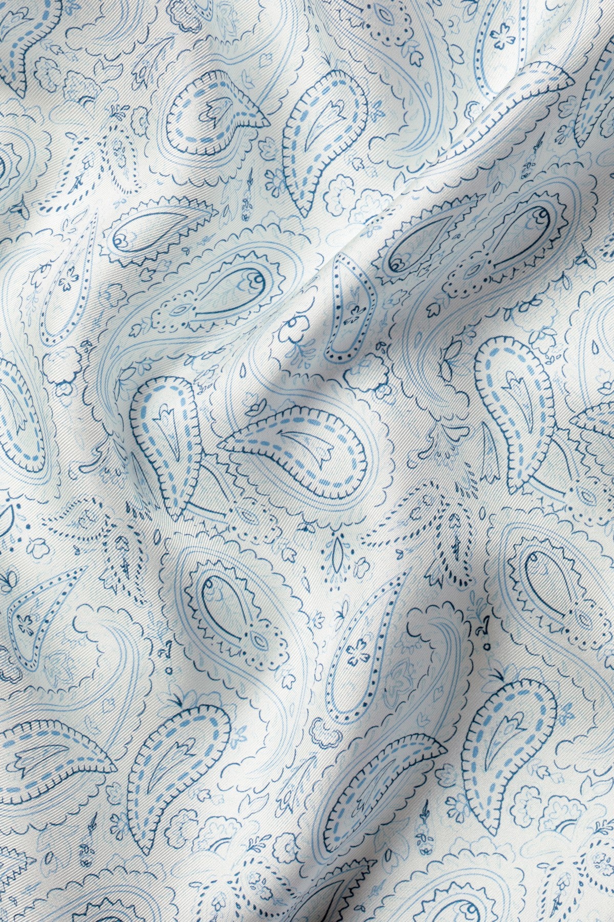 Ivory Silk Paisley Print Pocket Square