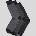 Black And Grey Pattern Cotton Rich 3 Pack Socks