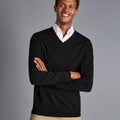 Black Pure Merino V Neck Jumper