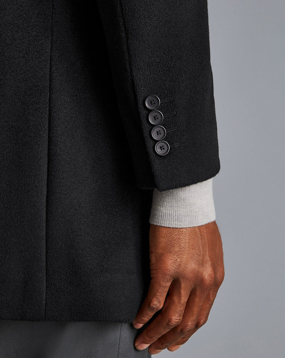 Black Pure Wool Overcoat