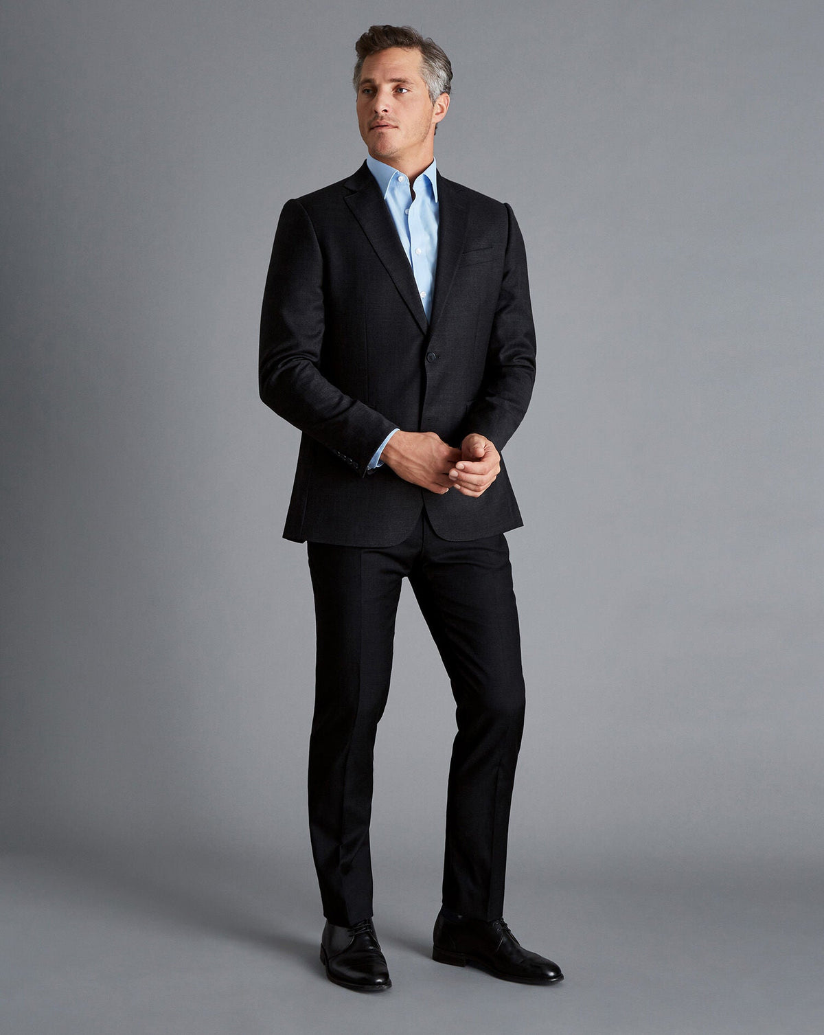 Black Slim Fit Twill Natural Stretch Suit Jacket
