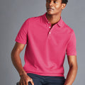 Bright Pink Solid Short Sleeve Cotton Tyrwhitt Pique Polo