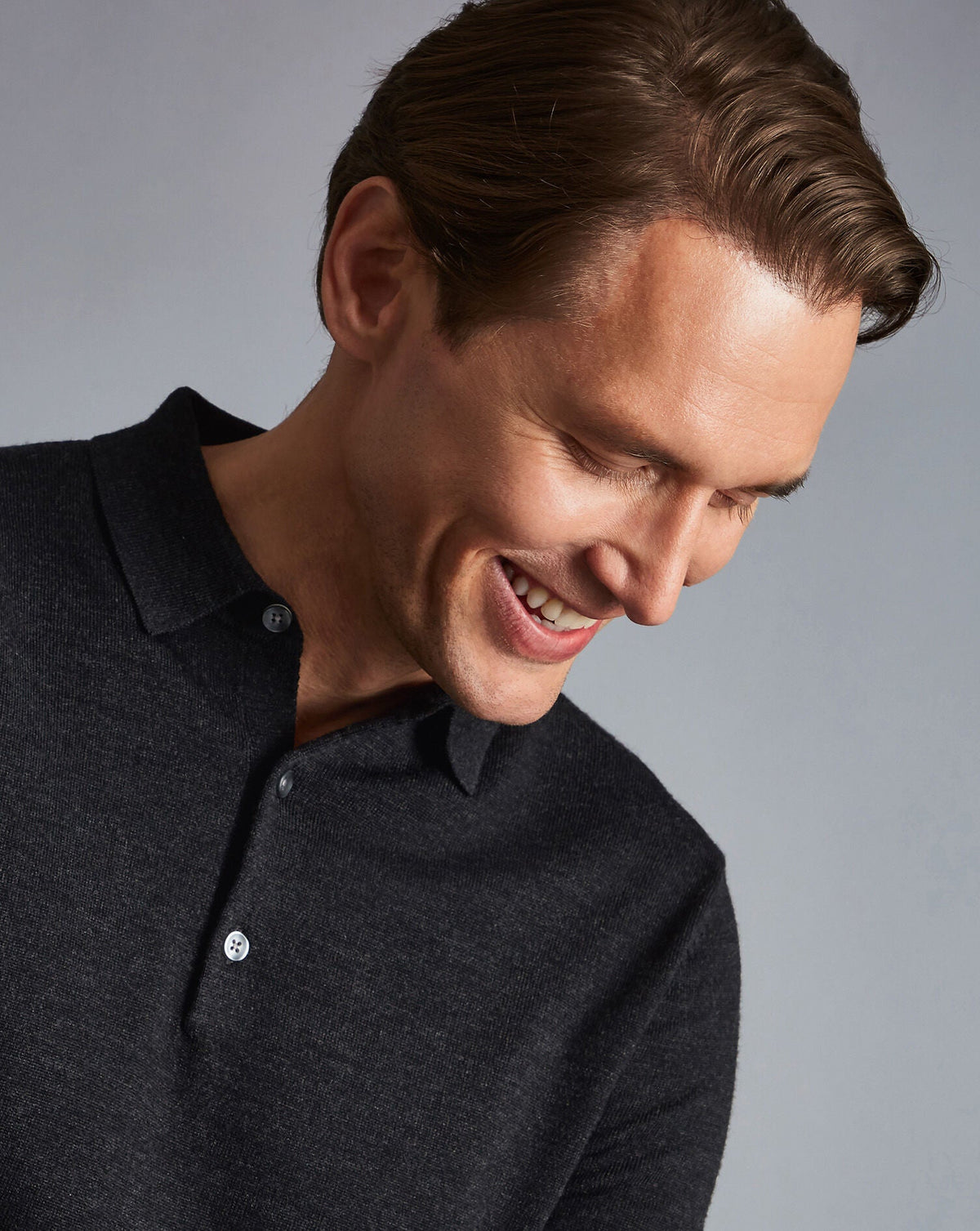 Charcoal Grey Pure Merino Polo Neck Jumper