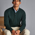 Forest Green Pure Merino Zip Neck Jumper
