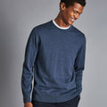 Indigo Blue Melange  Pure Merino Crew Neck Jumper