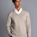 Limestone Pure Merino V Neck Jumper