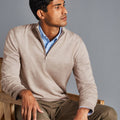 Limestone Pure Merino Zip Neck Jumper