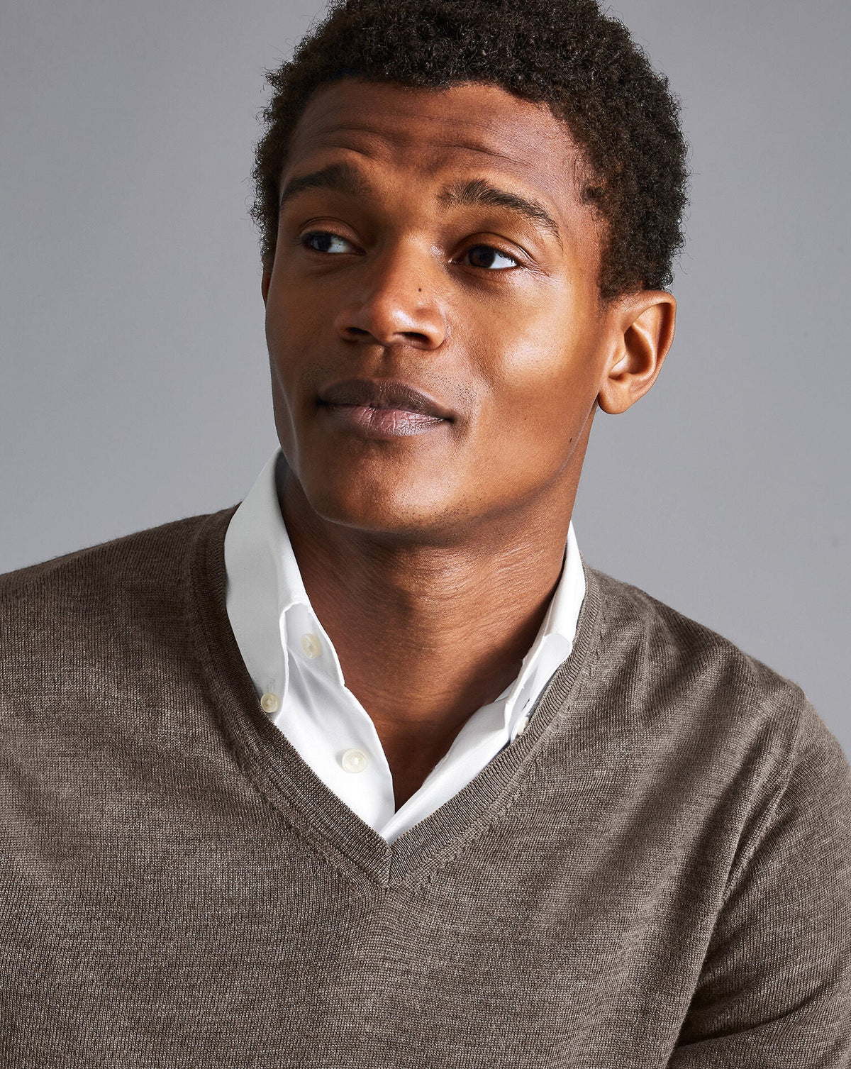 Mocha Pure Merino V Neck Jumper