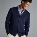 Navy Blue Pure Merino Cardigan