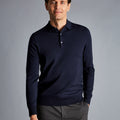 Navy Blue Pure Merino Polo Neck Jumper