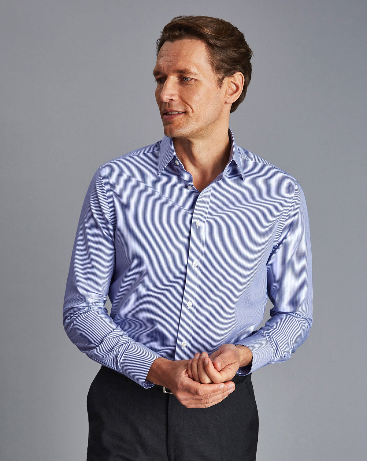 Royal Blue Non Iron Bengal Stripe Slim Fit