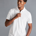 White Plain Short Sleeve Zip Jersey Polo