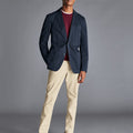 Ink Blue Slim Fit Cotton Stretch Jacket