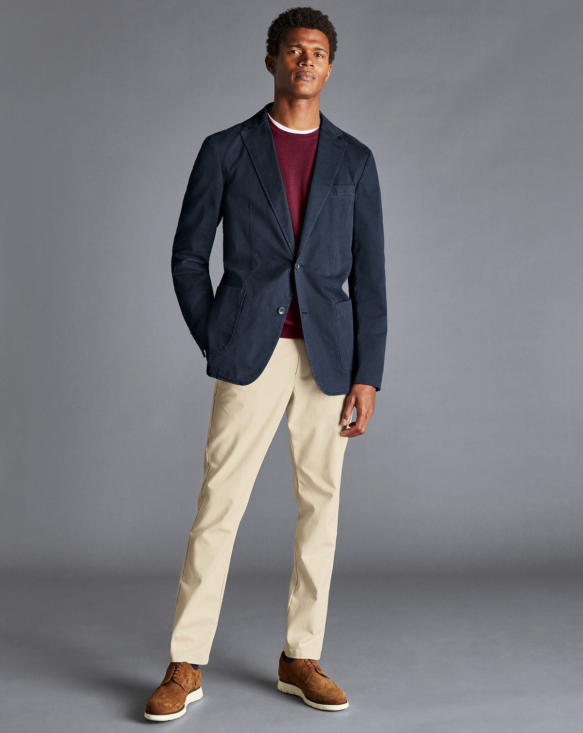 Ink Blue Slim Fit Cotton Stretch Jacket