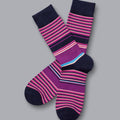 Dark Pink Multi Block Stripe Socks