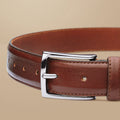 Dark Tan Brown Leather Formal Belt