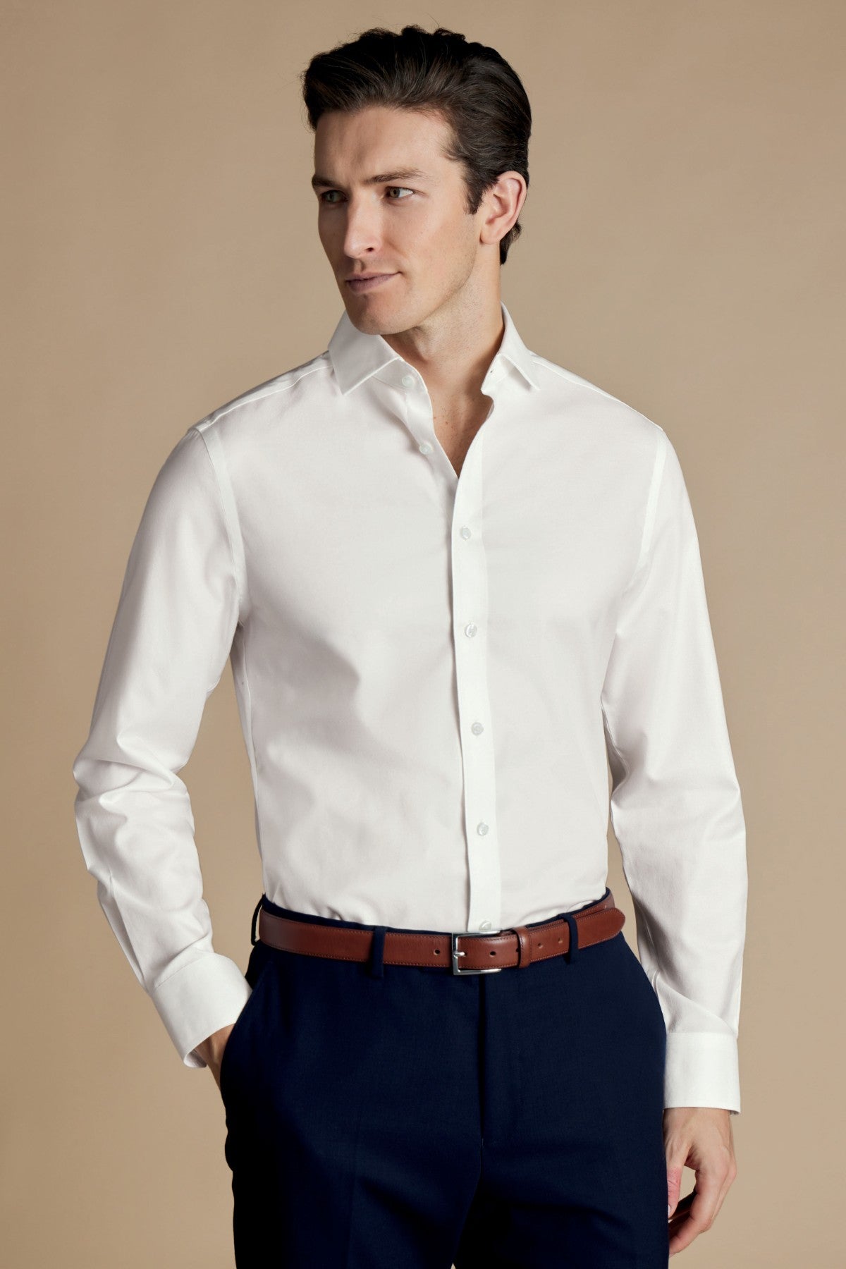 Ivory Non-Iron Twill Cutaway Slim Fit Shirt