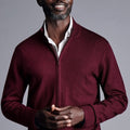 Burgundy Red Pure Merino Full Zip Through Cardigan