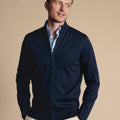 Navy Pure Merino Full Zip Through Cardigan