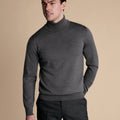 Grey Pure Merino Roll Neck Jumper