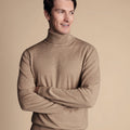 Oatmeal Pure Merino Roll Neck Jumper