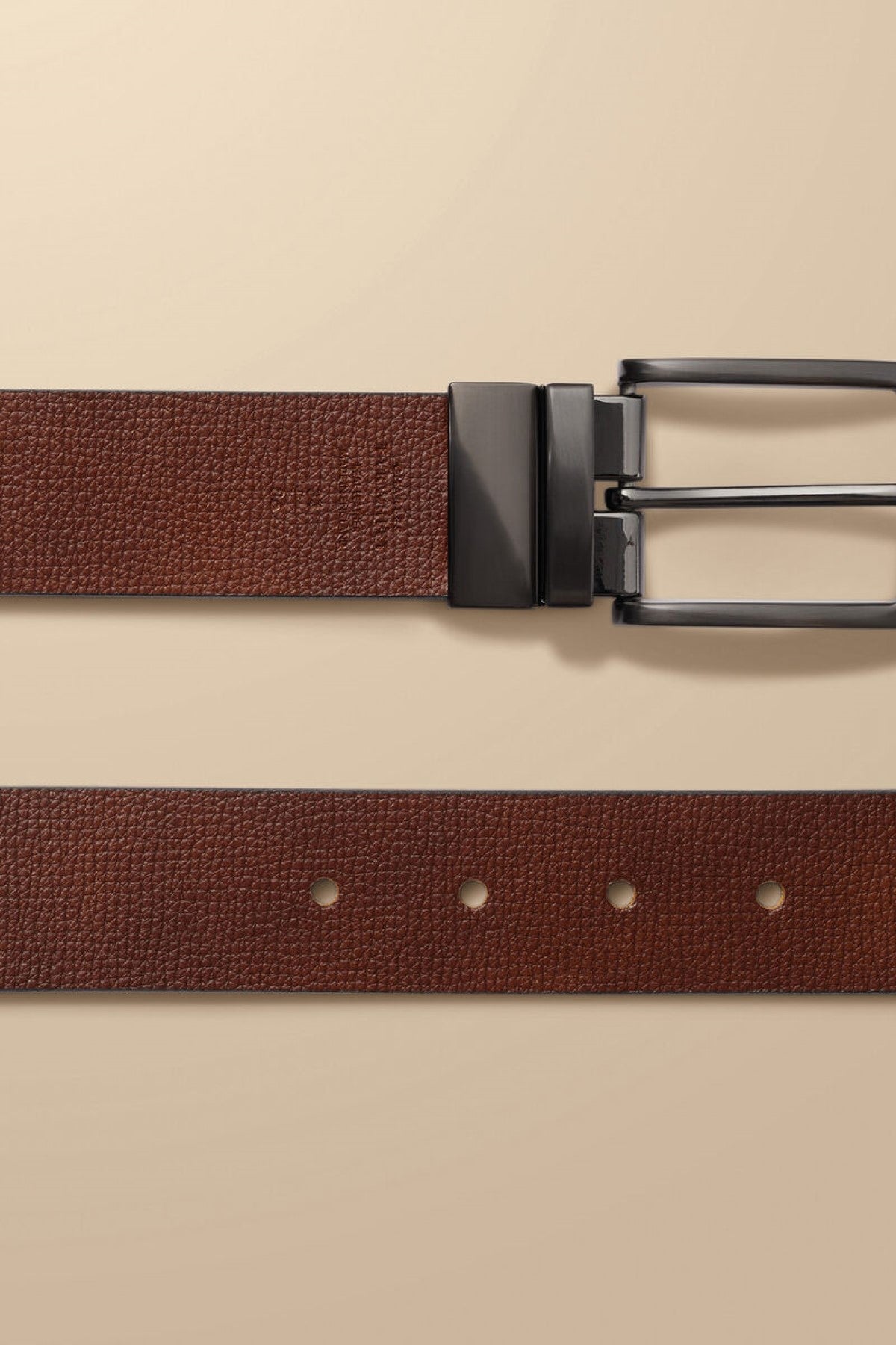 Dark Tan And Chestnut Leather Made In England Reversible Chino Belt