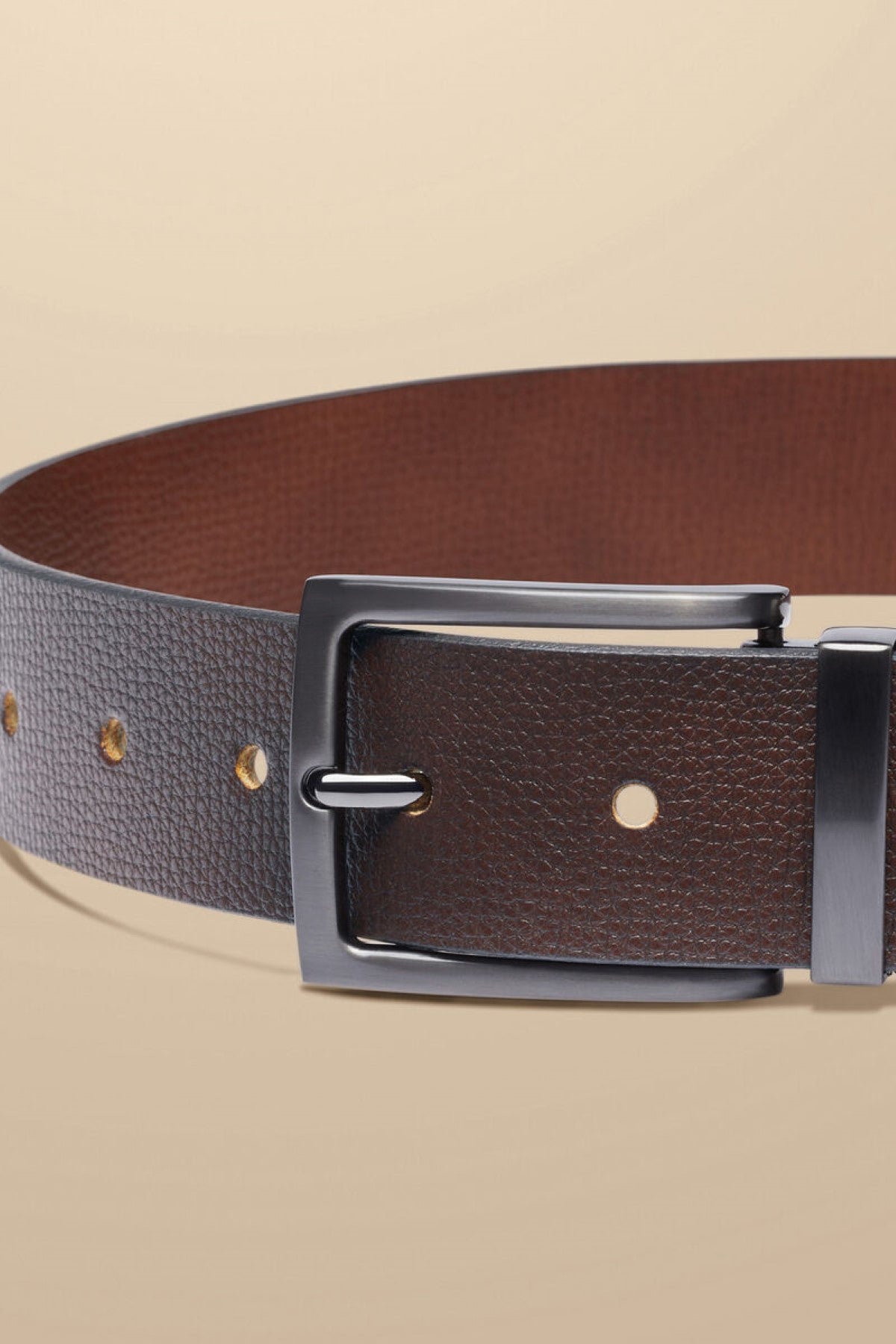 Dark Tan And Chestnut Leather Made In England Reversible Chino Belt
