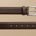 Dark Chocolate Brown Saffiano Print Made In England Formal Belt