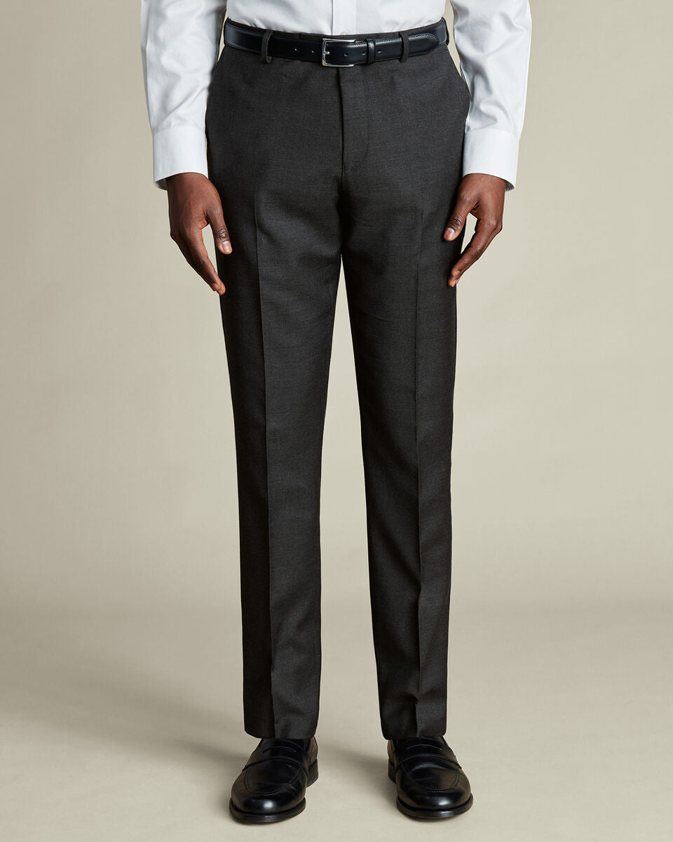 Charcoal Classic Fit Natural Stretch Twill Suit Trouser