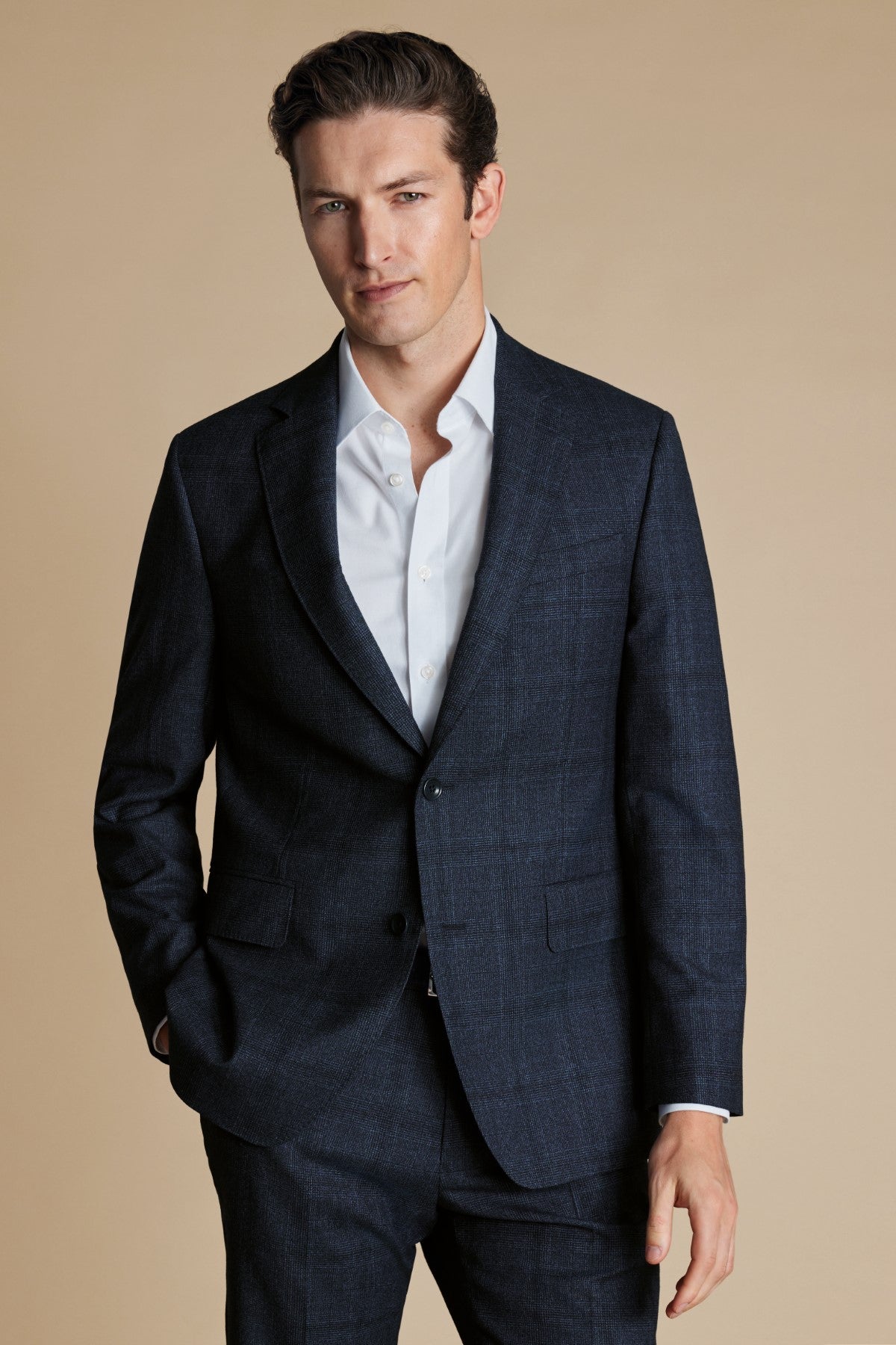 Steel Blue Pow Check Slim Fit Ultimate Performance Suit Jacket