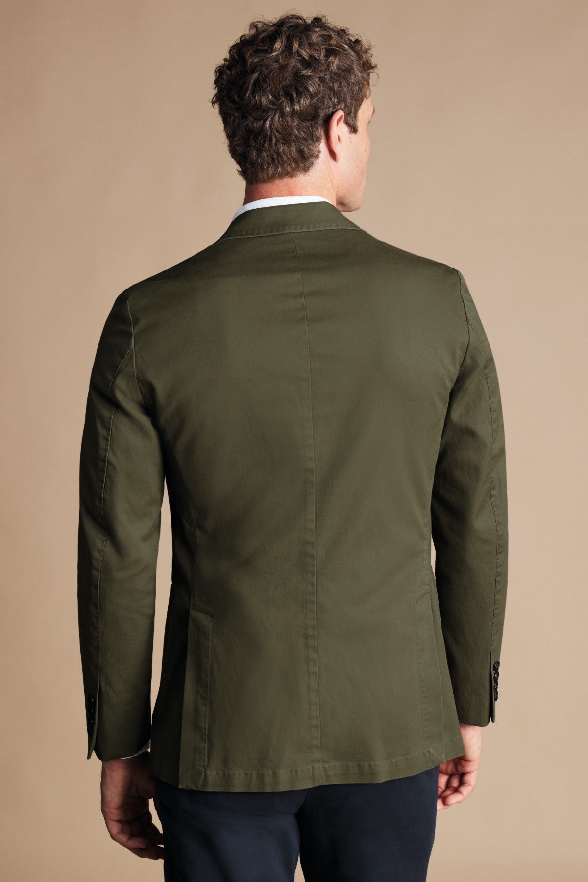 Olive Green Cotton Stretch Slim Fit Jacket