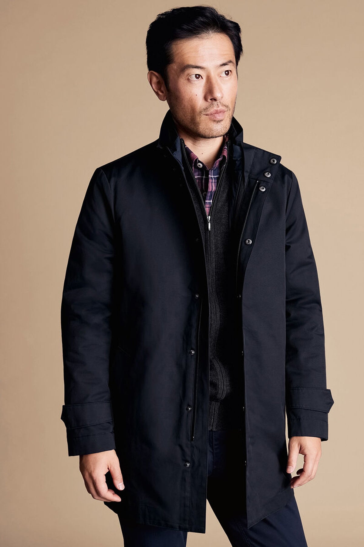 Navy 3 In 1 Rain Mac With Detachable Gilet