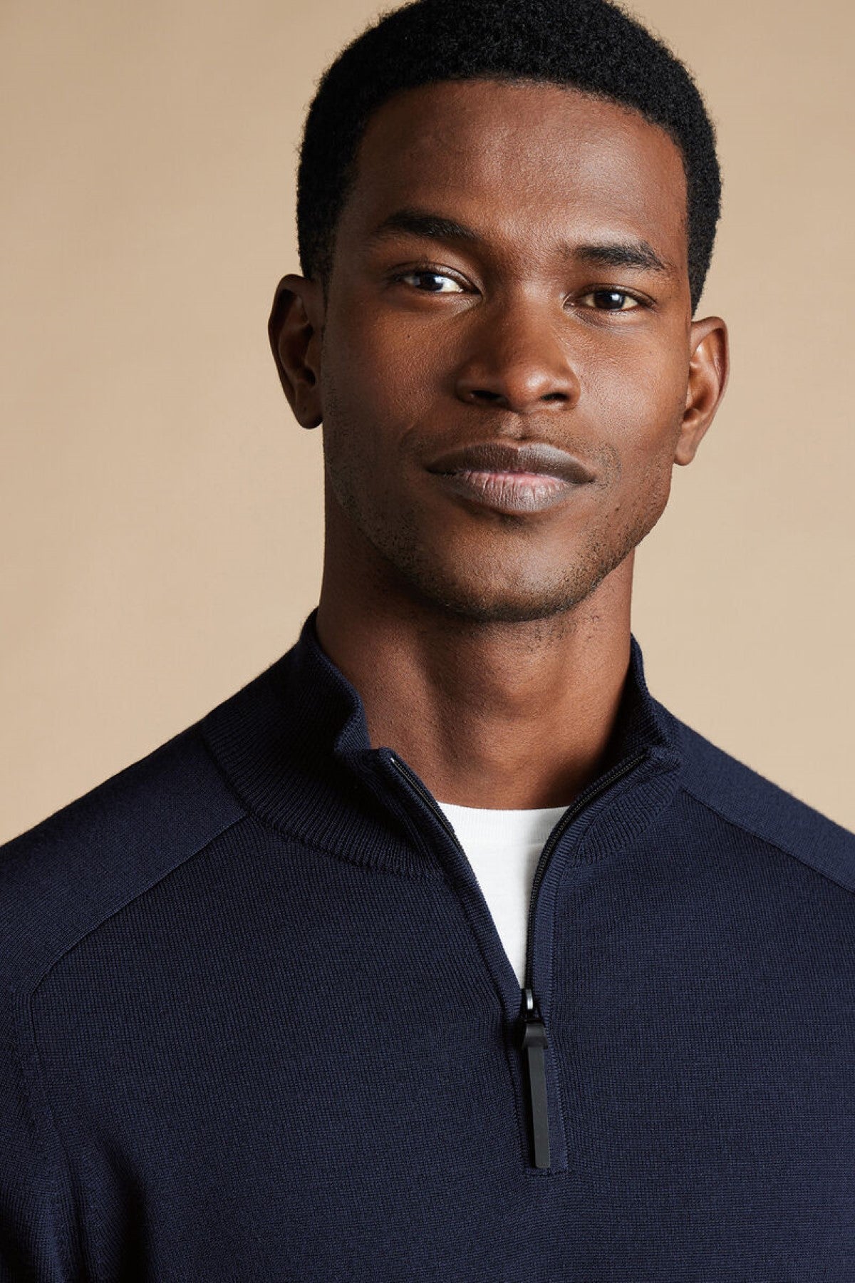 Navy Blue Performance Merino Zip Neck Jumper