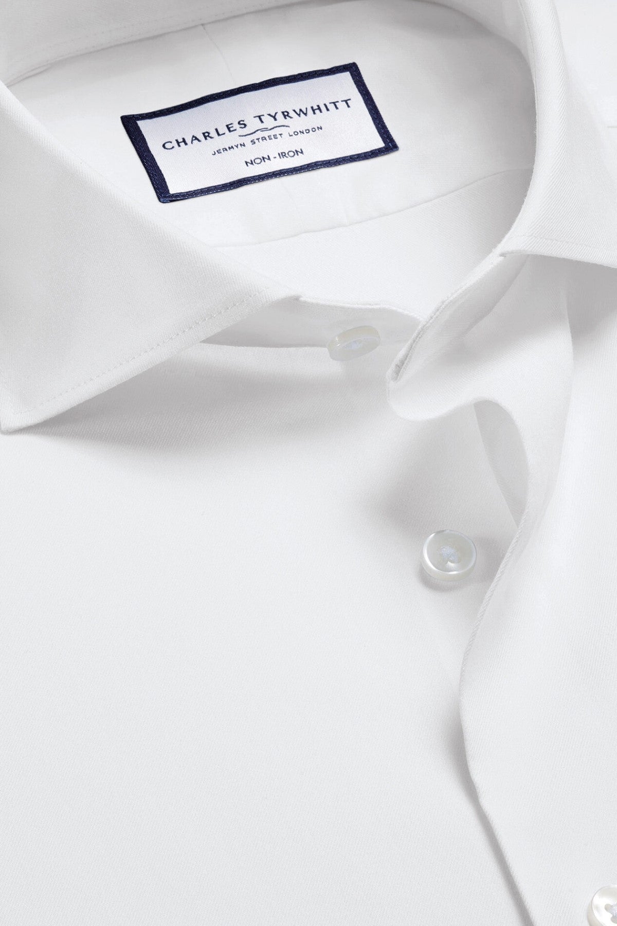 White Non-Iron Stretch Twill Slim Fit Shirt