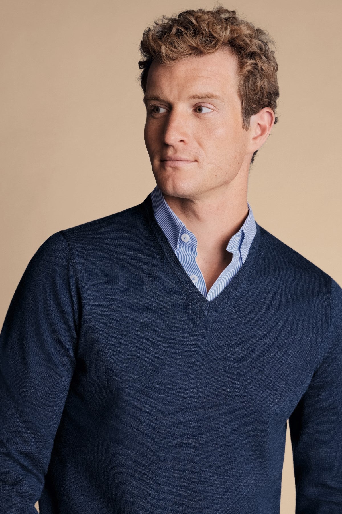 Ink Blue Pure Merino V Neck Jumper