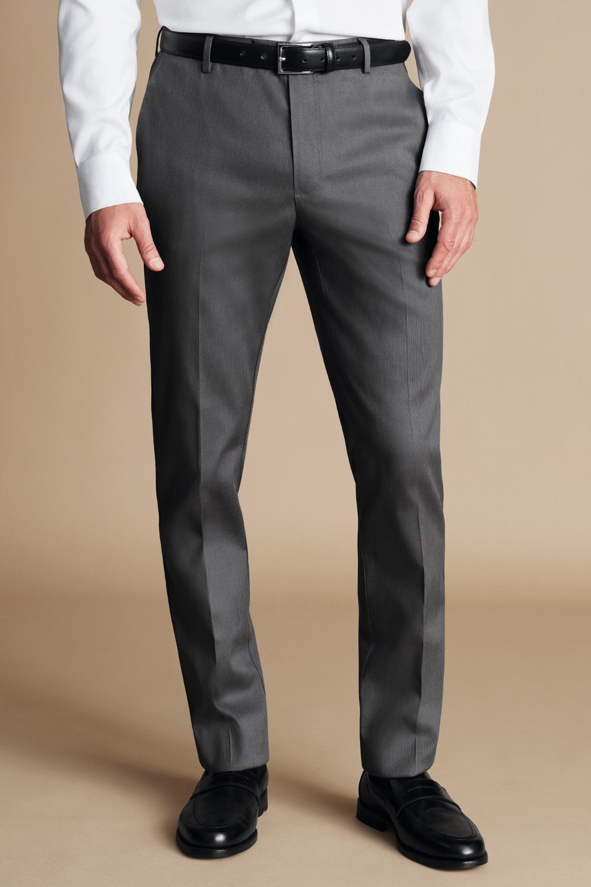 Charcoal Grey Slim Fit Smart Texture Trousers
