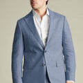 Airforce Blue Linen Slim Fit Jacket