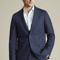 Indigo Blue Check Linen Slim Fit Jacket