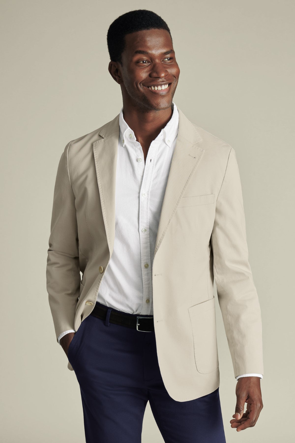 Ivory Cotton Stretch Slim Fit Jacket